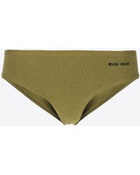 Miu Miu - Logo Intarsia Cashmere Panties - Lyst