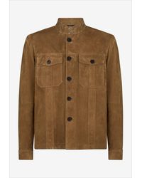 Tom Ford - Light Suede Stand Collar Overshirt - Lyst