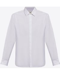 Saint Laurent - Yves Collar Long-Sleeved Shirt - Lyst