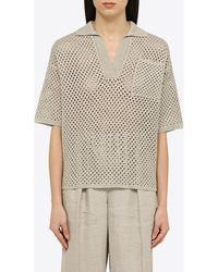 Brunello Cucinelli - Net-Stitched Polo T-Shirt - Lyst