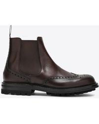 Church's - Chelsea Leather Brogue Ankle Boots - Lyst