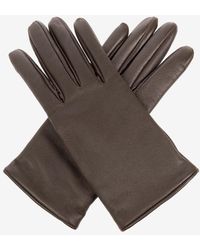 Saint Laurent - Cassandre Logo Leather Gloves - Lyst