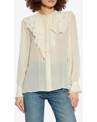 Chloé - Ruffled Yoke Silk Blouse - Lyst