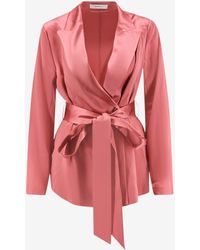 JOSEPH - Archer Double-Breasted Silk Satin Blazer - Lyst
