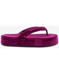 Balenciaga - Jet Lag Velvet Thong Sandals - Lyst