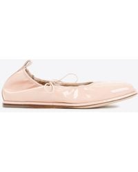 Simone Rocha - Nude Patent Leather Heart Toe Lace-Up Ballerina Flats For - Lyst