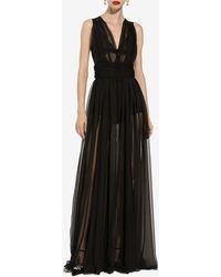 Dolce & Gabbana - V-Neck Sleeveless Maxi Dress - Lyst