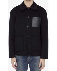 Loewe - Wool-Blend Leather-Patch Overshirt - Lyst