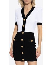 Balmain - Two-Tone Cable-Knit Mini Dress - Lyst