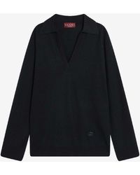 Gucci - Logo-Embroidered V-Neck Sweater - Lyst