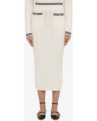Alessandra Rich - Cable-Knit Midi Pencil Skirt - Lyst