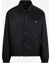 Prada - Enameled-Logo Nylon Overshirt - Lyst