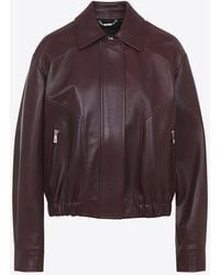 Versace - Zipped Leather Jacket - Lyst