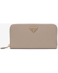 Prada - Leather Zip-Around Wallet - Lyst