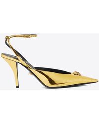 Versace - Medusa Bow Metallic Pointed Toe Slingback Pump - Lyst
