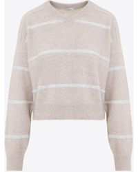 Brunello Cucinelli - Horizontal Sequins Stripe Sweater - Lyst