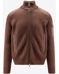 Moncler - Logo Patch Wool Cardigan - Lyst