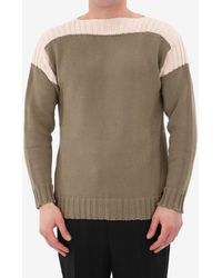 Fendi Boat-neck Knitted Sweater - Natural