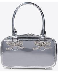 Self-Portrait - Mini Bow Embellished Metallic Top Handle Bag - Lyst