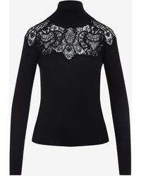 Ermanno Scervino - Lace-Insert Wool-Blend Sweater - Lyst