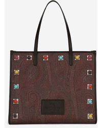 Etro - Medium Stud-embellished Leather Tote Bag - Lyst