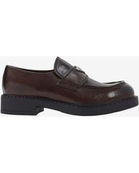 Prada - Brushed Leather Loafers - Lyst