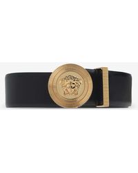 Versace - Medusa Biggie Round-Buckle Leather Belt - Lyst