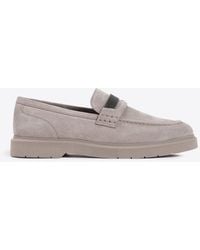 Brunello Cucinelli - Penny Suede Loafers - Lyst