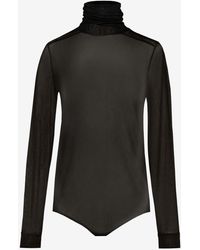 Maison Margiela - Long-Sleeved Sheer Turtleneck Bodysuit - Lyst