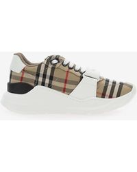 Burberry - Checked Regis Low-Top Sneakers - Lyst