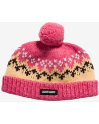 Miu Miu - Logo Patch Wool Beanie - Lyst