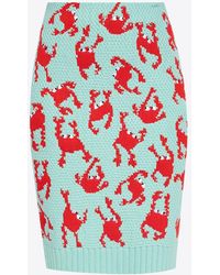 Bottega Veneta - Crab Pattern Wool Knee-Length Skirt - Lyst