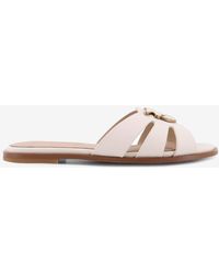 Pinko - Logo-Plaque Leather Slides - Lyst