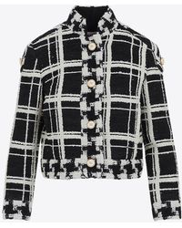 Valentino - Macro Check Tweed Coat - Lyst