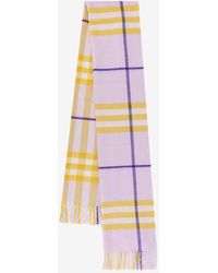 Burberry - Check Pattern Cashmere Scarf - Lyst