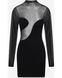 Nensi Dojaka - Semi-Sheer Mini Dress With Asymmetric Bra Line - Lyst