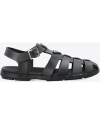 Prada - Triangle Logo Cage Fisherman Sandals - Lyst