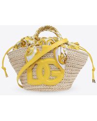Dolce & Gabbana - Small Kendra Woven-Raffia Tote Bag - Lyst
