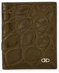 Ferragamo - Gancini Croc-Embossed Leather Cardholder - Lyst