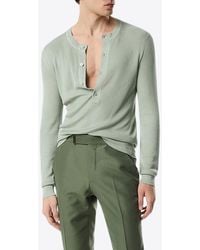 Tom Ford - Silk-Blend Henley T-Shirt - Lyst
