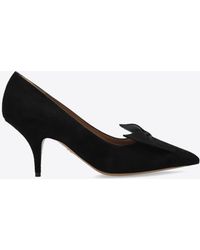 Ferragamo - Leather Bow Gwen Pumps 70 - Lyst