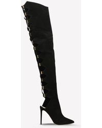 Alexandre Vauthier - 115 Lace-Up Suede Leather Knee-High Boots - Lyst