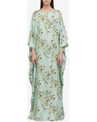 Womens Clothing Dresses Casual and summer maxi dresses Emilio Pucci Synthetic Halterneck Sleeveless Maxi Dress in Green 