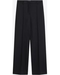 Prada - Wool Wide-Leg Tailored Pants - Lyst