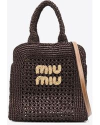 Miu Miu - Raffia-Effect Woven Handbag - Lyst
