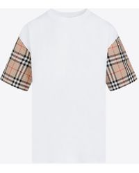 Burberry - Checked Short-Sleeved T-Shirt - Lyst