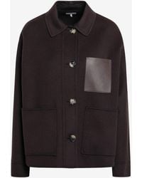 Loewe - Leather Patch Wool And Cashmere Jacket - Lyst