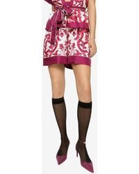 Dolce & Gabbana - Majolica Print High-Waist Silk Twill Shorts - Lyst