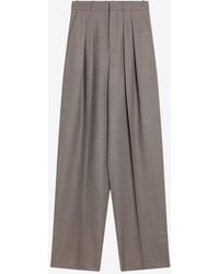 Saint Laurent - High-Rise Wide-Leg Wool Pants - Lyst