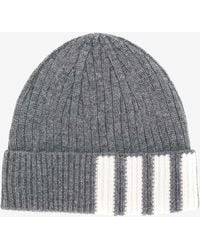 Thom Browne - 4-Bar Stripes Knitted Cashmere Beanie - Lyst